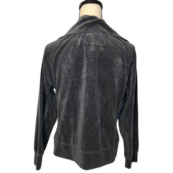 EVERLAST Womens Full Zip Sweatshirt Gray Crushed Velvet Spread Collar Size Large - Picture 4 of 6